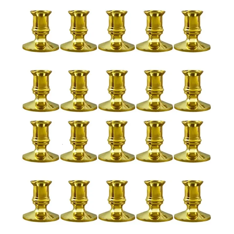 20x Gold Pillar Candle Base Taper Candle Holder Candlestick Christmas Party Decor 240314