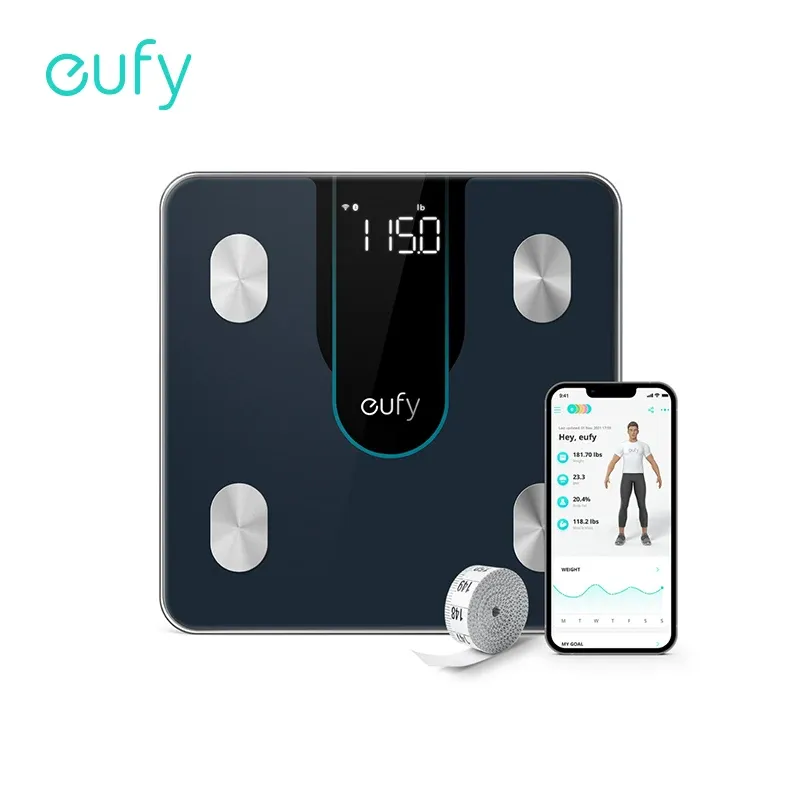 Skalor eufy smart skala p2 digital badrumsskala med wifi bluetooth15 mätningar inklusive vikt, kroppsfett bmi 50 g/0,1 lb