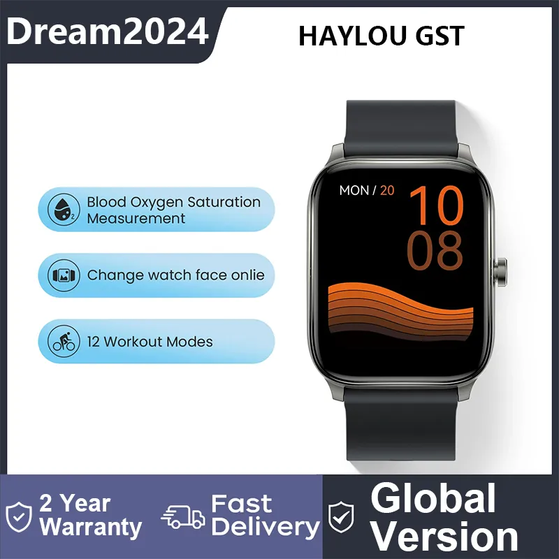 HAYLOU GST-LS09B Smart Watch Männer Frauen Uhr Blut Sauerstoff Herzfrequenz Schlaf Monitor 12 Sport Modelle Benutzerdefinierte Zifferblatt Globale Version