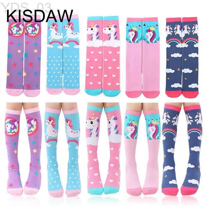 Kids Socks Childrens Socks Cotton Girls Knee High Socks Rainbow Cute Cartoon Long Knee Socks Kids Dance Socks Toddler Girl Long Tube Sock YQ240314