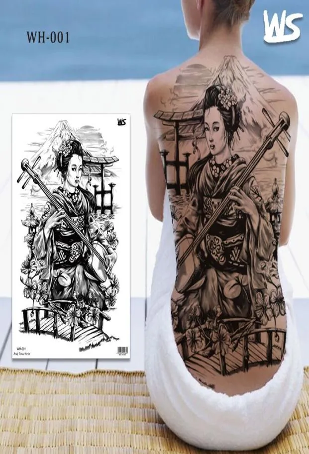 Wodoodporny tymczasowy tatuaż naklejka krzyżowa Angel Whatle Back Tattoo Large Tatto Flash Tatoo Fałszywe tatuaże dla kobiet mężczyzn Girl2048756