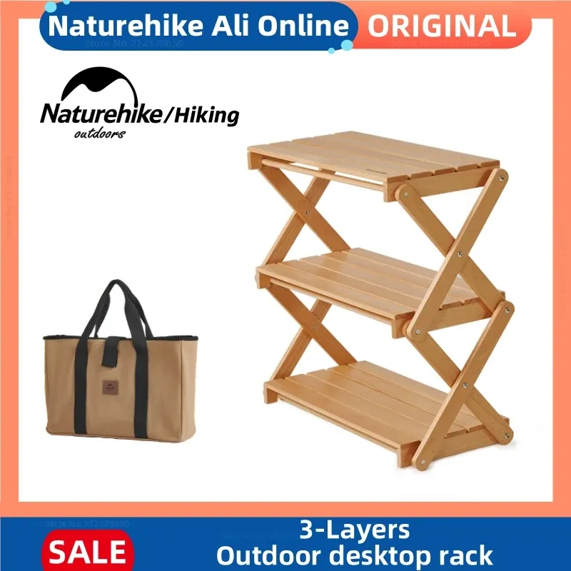 Furnishings Naturehike Outdoor Desktop Shelf Camping 3layers Folding Table Portable Storage Table Picnic Ultralight Shelf Table Camp Tools