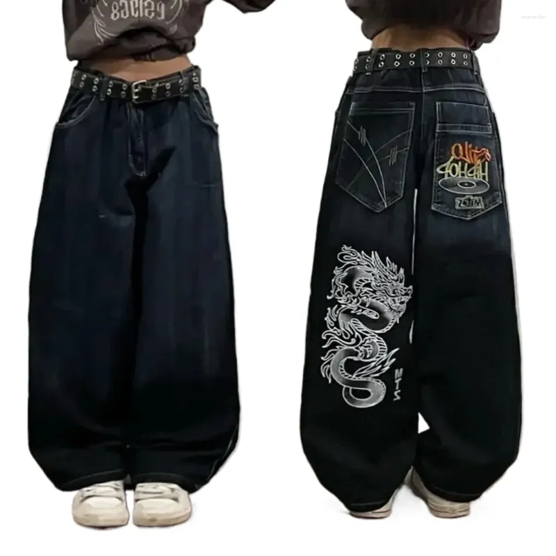 Jeans da uomo American Street Vintage dritti a gamba larga da uomo Y2K Harajuku Casual Hip Hop Mopping Pants Pantaloni larghi punk unisex