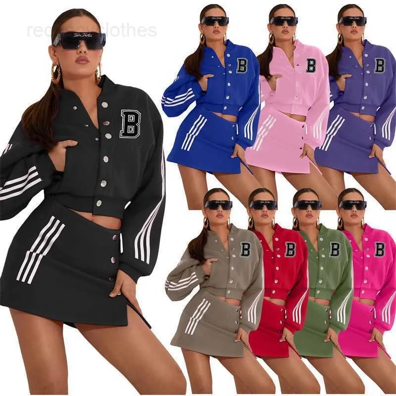 Robe de deux pièces Femmes Sports Set Designer Survêtements Veste Baseball Chemise Lettre B Imprimé Dames Tenues 8 Couleurs 2024