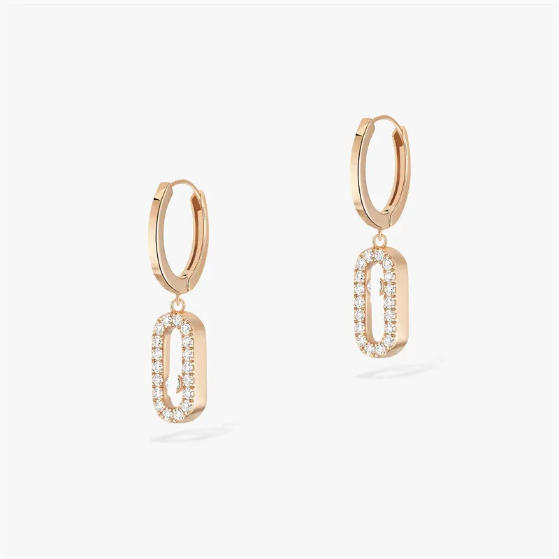 Designer senior série M bijoux de luxe boucles d'oreilles romantiques de haute qualité boucles d'oreilles asymétriques coulissantes à diamant unique cadeau de fête des femmes