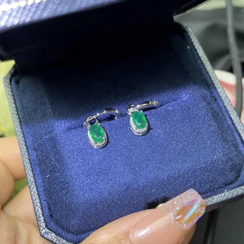 100 Natural Mm Emerald Jewelry 925 Silverörhängen för gudinna av fina smycken 240228