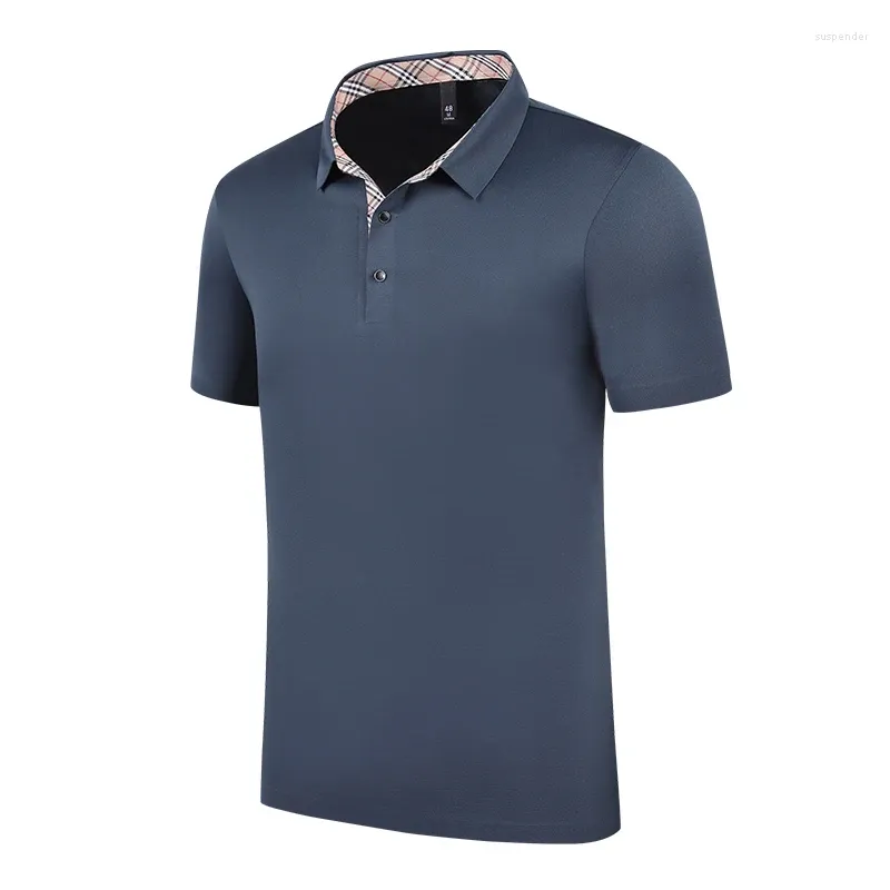 Herrpolos sommarmärke t-shirt mode företag casual polo skjorta fast färg andningsbar y2k high street slitage kort ärm 4xl