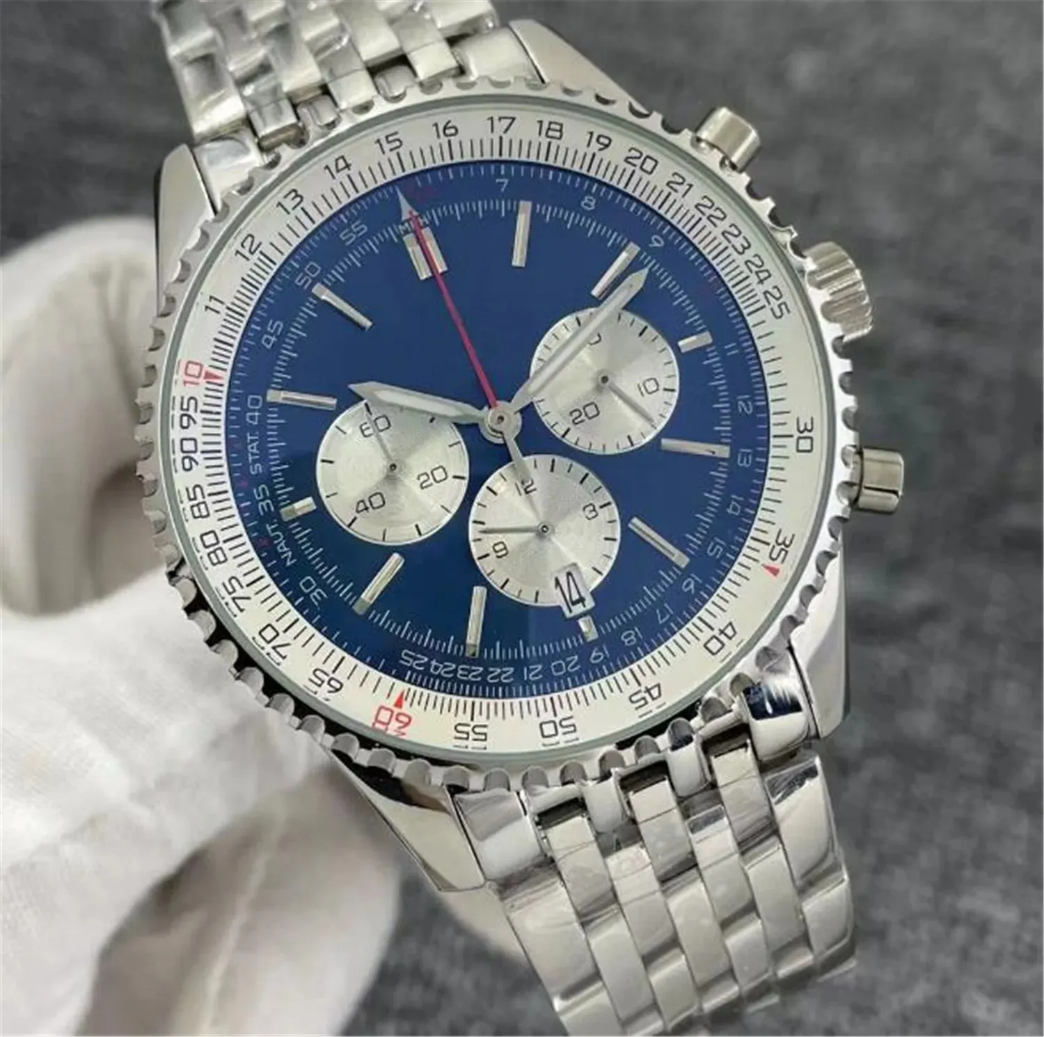 け*ぅ様 Breitling MENSステンレス時計 Premium Mens Chronograph Watch - 46mm Silver Dial, Quartz