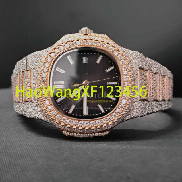 Mechanische automatische Sterling Sier 2023 Hip Hop Top Brand Iced Out Watch Pass Tester volledige diamant