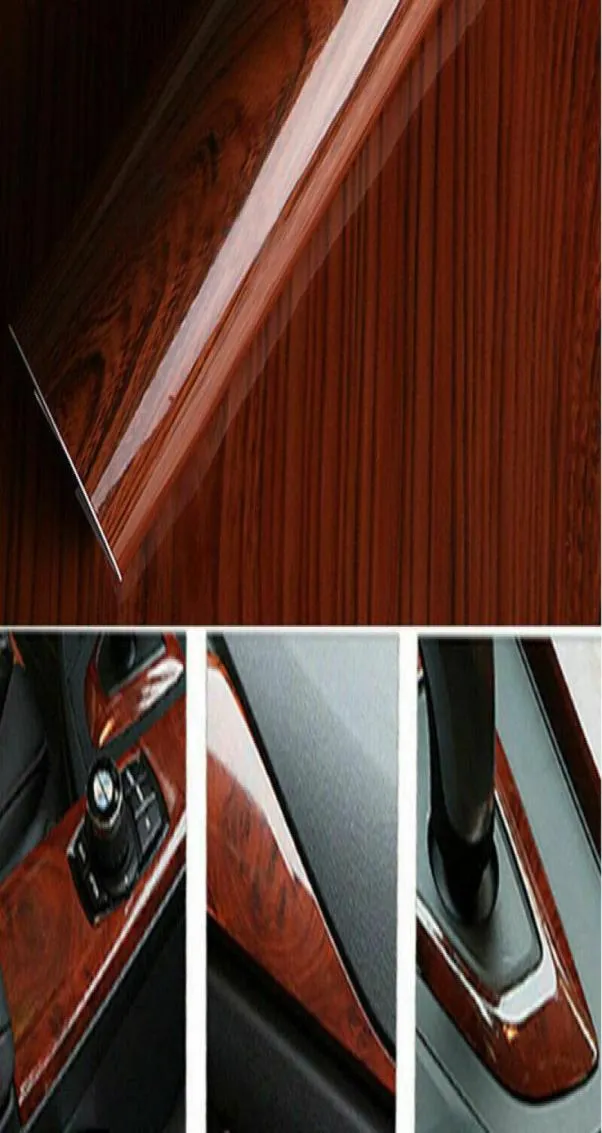 2X Fashion 1M High Glossy Wood Grain Car Interior DIY Vinyl Sticker Decal Wrap Film Automobiles Accessories Car Sticker2109329
