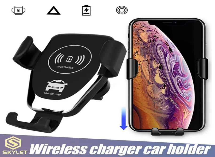 Trådlös billaddare 10W trådlös laddare 14x snabbare bilmontering luft ventilationstelefonhållare för iPhone Samsung Qi Charger Adapter med R8712775