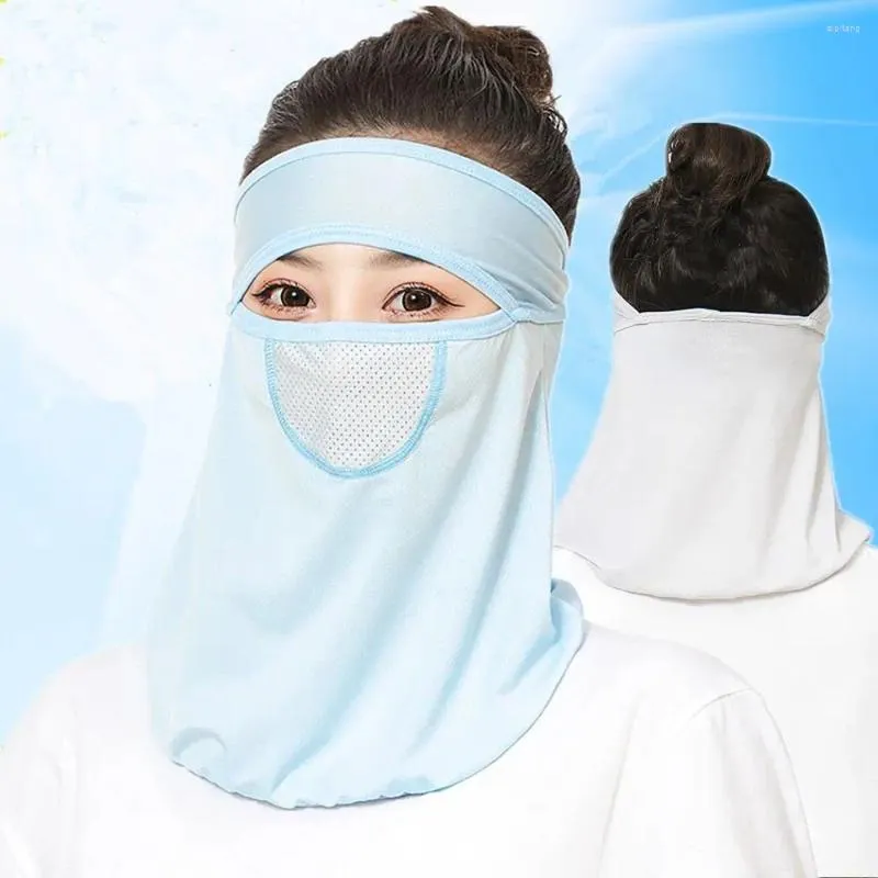 Scarves Flap Outdoor Face Shield Sunscreen Veil Silk Gini Mask Womne Neckline Summer Men Fishing