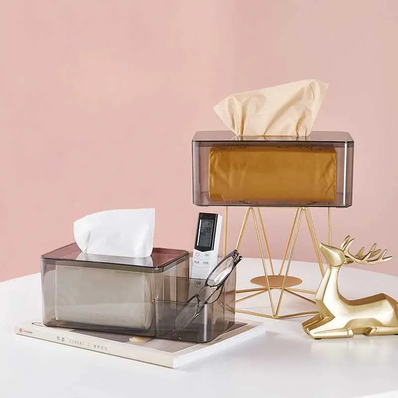 Tissue Boxes Napkins Clear PET Tissue Box Holder Simple Rectangular Paper Napkin Cointainer Oragnizer for Car Home End Table