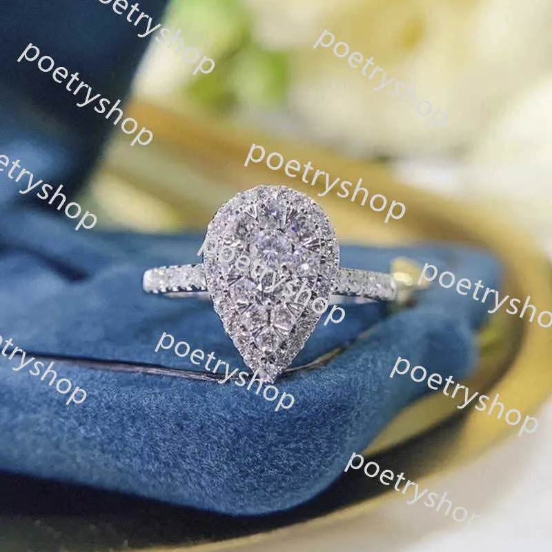 Band Rings Ins Top Sell Top Sell Wedding Rings Luxury Jewelry 925 Sterling Silver Water Drop 5A Cubic Zircon CZ Diamond Gemstones Party Eternity Women Engagement