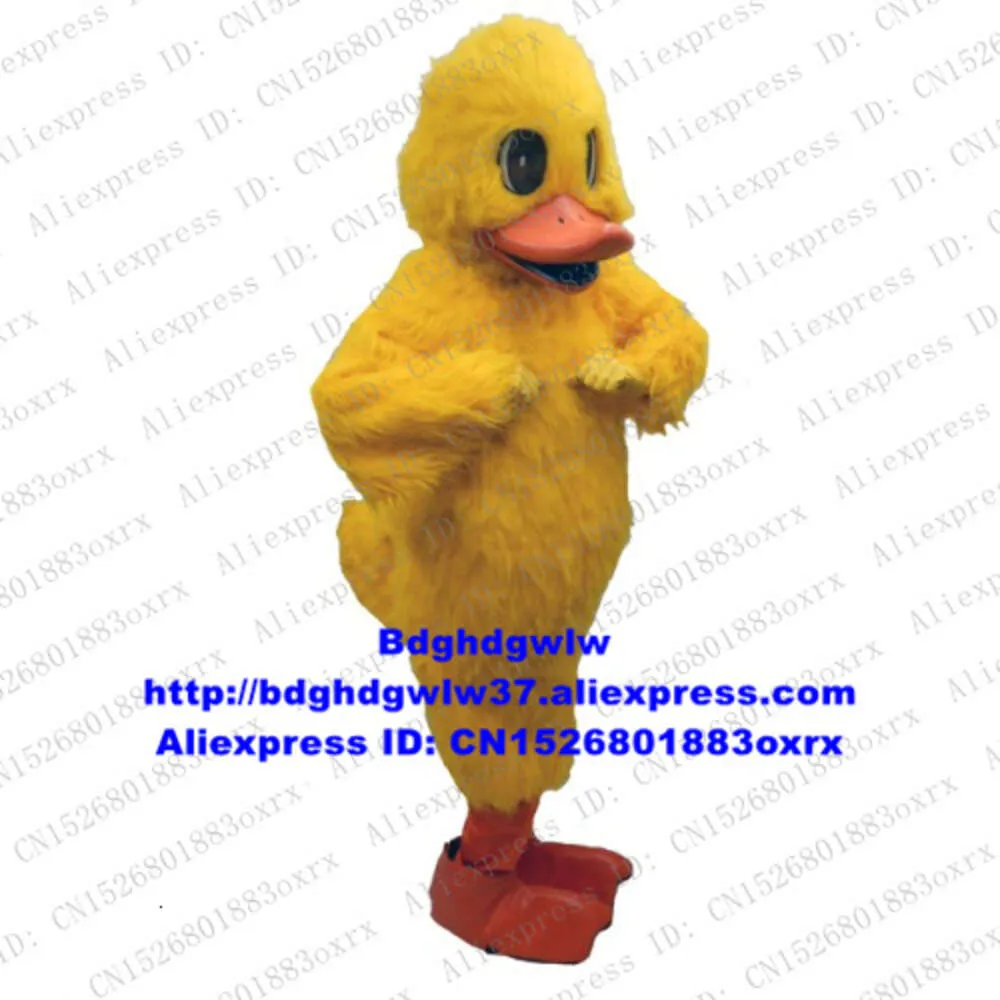 Trajes de mascote amarelo longo pele pato patinho mascote traje adulto personagem de desenho animado roupa aniversário atividade promoção embaixador zx2149