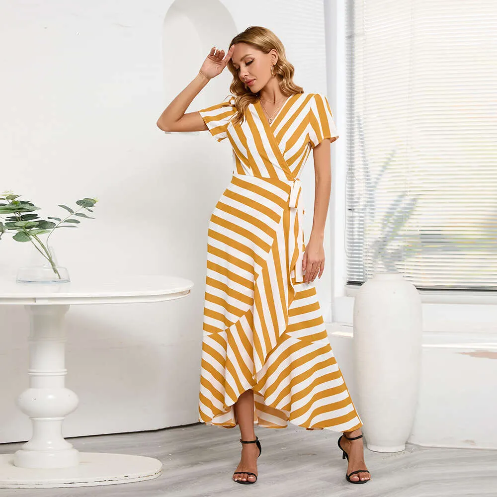 Womens Silk Blend Slim Fit Striped Swing Dress with V-Neck and Long  Sleeves, Above Knee Length, Summer from Dhgate Basic & Casual Dresses -  price 20.81