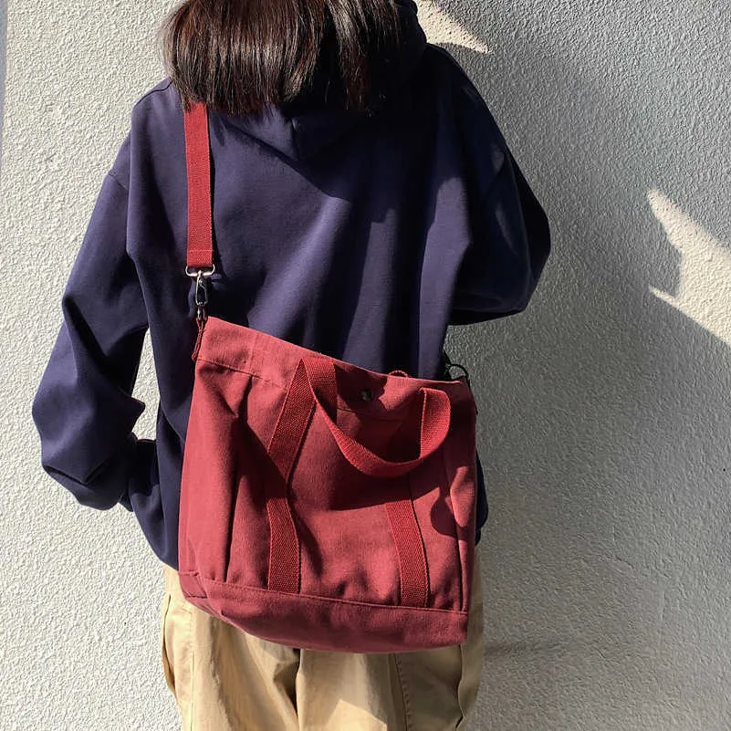 Sacs pour femmes de style artistique coréen japonais Sacs en toile de grande capacité Étudiants, Sacs d'école, Sacs à bandoulière Bandoulière Sacs à main minimalistes de voyage 240315