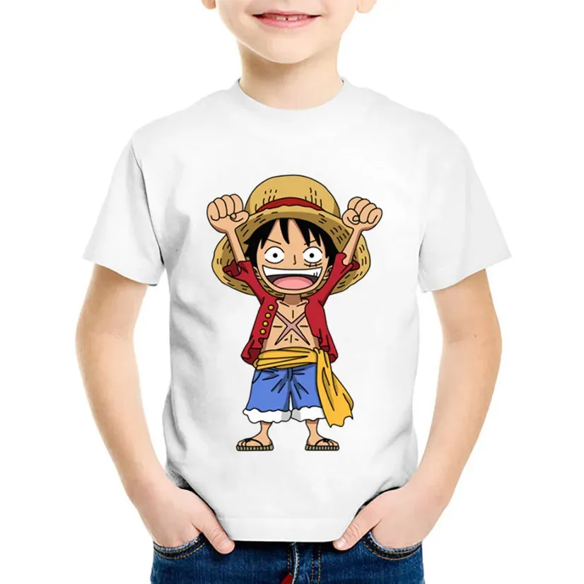 Anime Imprimer Enfant Luffy Enfance Enfants T-shirts Enfants D'été À Manches Courtes T-shirts Garçons Filles Tops Drôles Bébé T shirtoHKP2297 240313