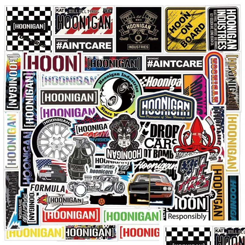 Autoaufkleber 52 Stück Hoonigan Hoonigancar Jdm Racing Iti für DIY Lage Laptop Skateboard Motorrad Fahrrad Aufkleber Drop Lieferung Automob Oteql