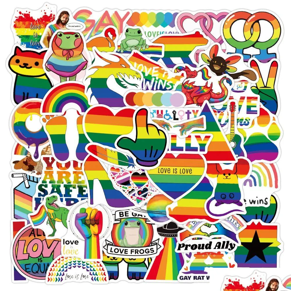 Car Stickers 50Pcs Gay Pride Lgbtq Iti Kids Toy Skateboard Motorcycle Bicycle Sticker Decals Wholesale Drop Delivery Automobiles Motor Ot42Q