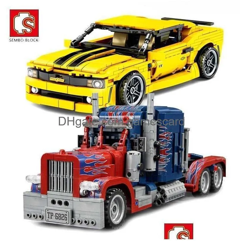 Blöcke Sembo City Super Racing Auto Fahrzeug Gebäude Creator Heavy Truck LKW Expert Bricks Set Modelle Kinder Kinder Spielzeug Drop Delive Dhqc1