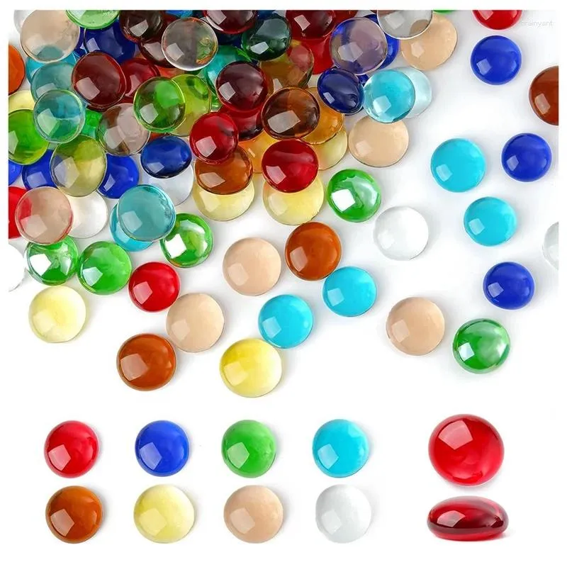 Bouteilles de mini pierres précieuses en verre, pierres de Mancala de couleurs mélangées, perles de marbre à fond plat pour la maison, artisanat d'art décoratif, remplissage de vase multicolore