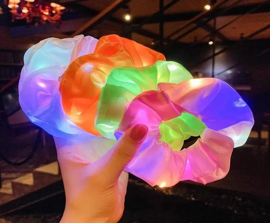 LED Hair Scrunchies Light Up Hairrope LED Scrunchies Luminous Luminous Flastic Hair for Women Girls Halloween Christmas Party5775364