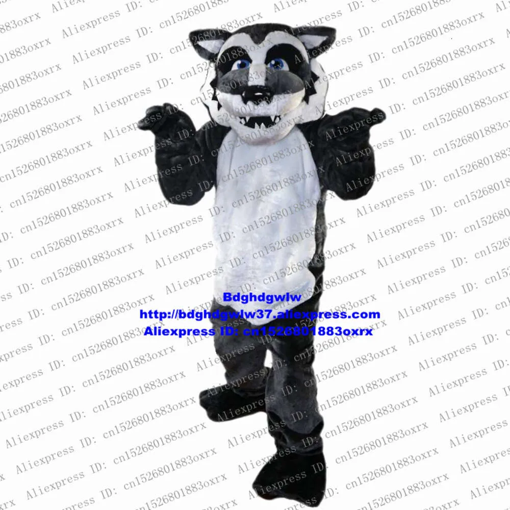 Mascot Costumes Long Fur Timber Grey Wolf Mascot Costume Adult Cartoon Character Outfit Suit Ceremonial Event Department Store Zx1731