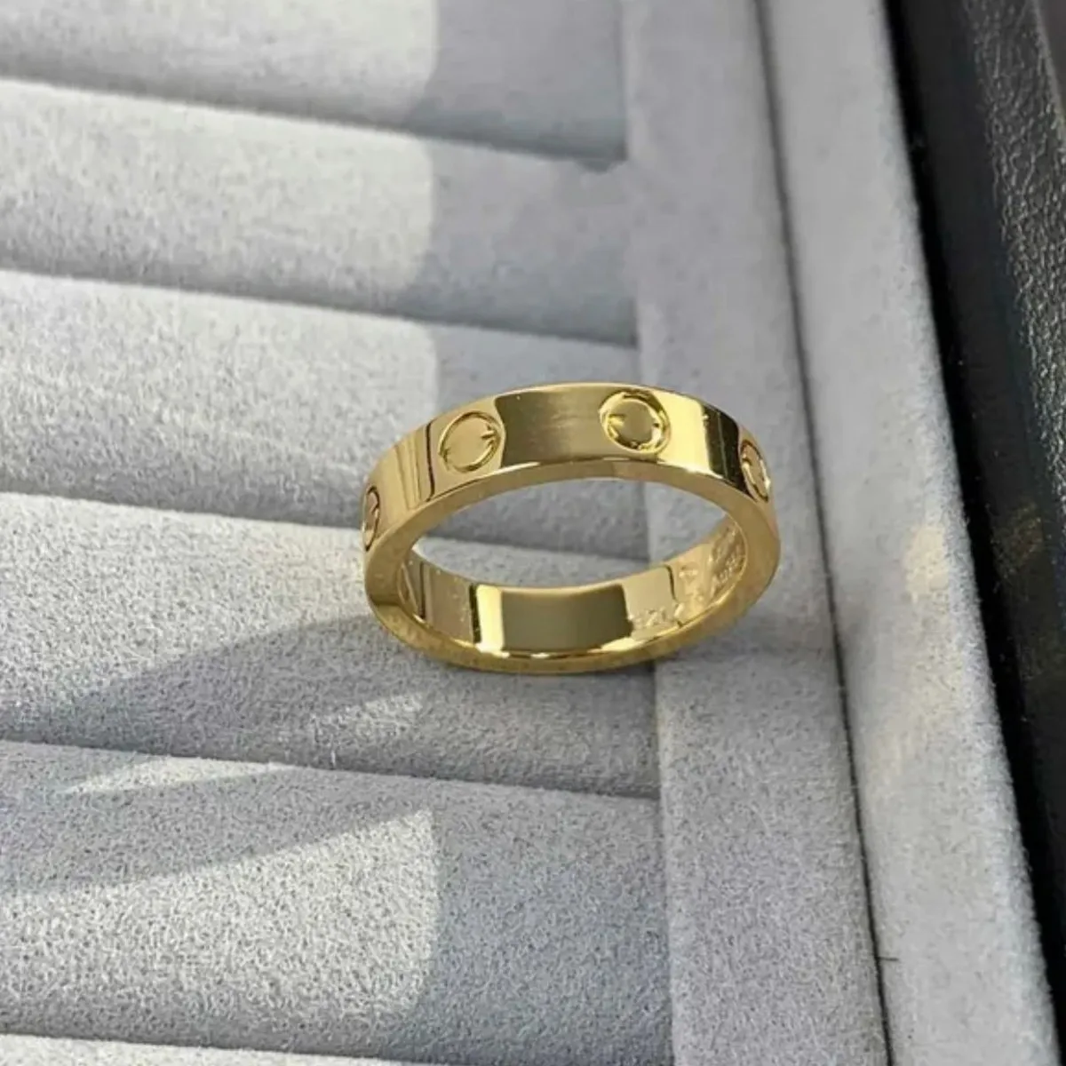 Parafuso, logotipo de designer original grave de 5 mm de diamante anel de amor 18k rosa de prata dourada 750 anéis de aço inoxidável homens homens amantes jóias de casamento presente EUA tamanho 6 7 8 9 10 11 12
