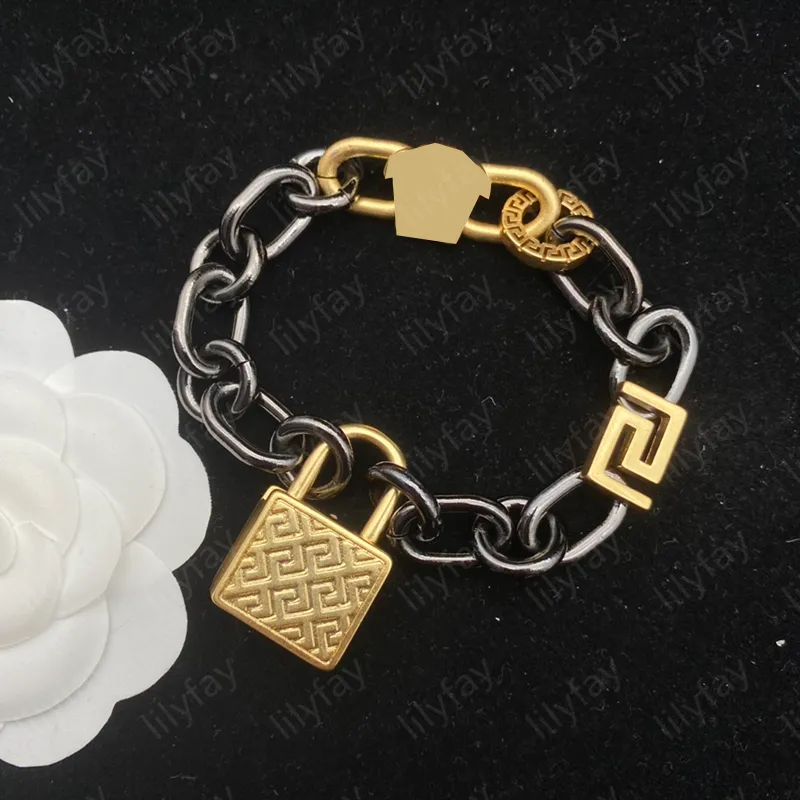 Moda Gold Lock Pingente Colar Mens Pulseira Designer Medusa Conjuntos de Jóias Para Mulheres Presentes de Aniversário Romântico Hiphop Jóias Com Caixa Top -7