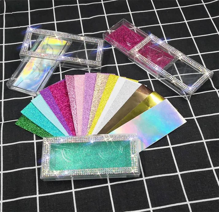 15 Farben Bling Wimpernverpackung Diamant Glitzer Quadratisch Falsche Wimpern Verpackungsbox Leere Wimpernbox Hülle Gefälschte Wimpern Plas1832167