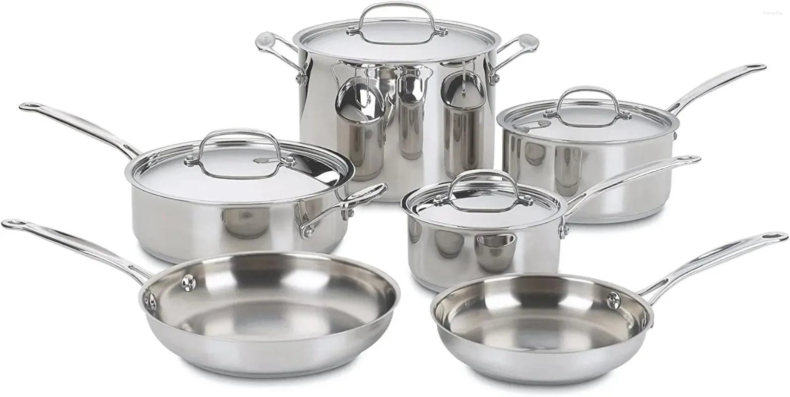 Conjuntos de panelas Cuisinart 77-10P1 Conjunto de coleção de 10 peças Chef's-Classic-Stainless Cozinha antiaderente