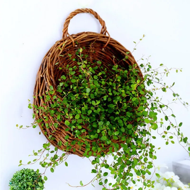 Baskets L Ventes chaudes 100% fait à la main en rotin pendentif jardinage Pot de fleur suspendu panier planteur cintre pour décoration murale jardin de campagne