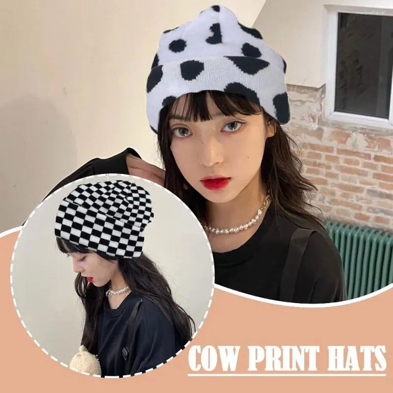 Bandanas Leopard Print Cow Sticked Hat Y2K Warm Hip Hop Unisex Elastic Beanies for Women Men Outdoor Sports Windproof Cap Accessorie R2A5