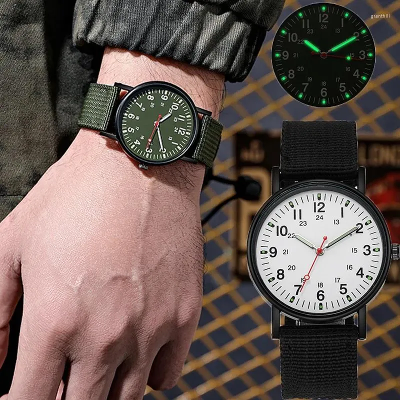 Relógios de pulso de luxo ponteiro luminoso relógio de negócios homens banda inteligente nylon esportes quartzo lona cinta masculino menino presente
