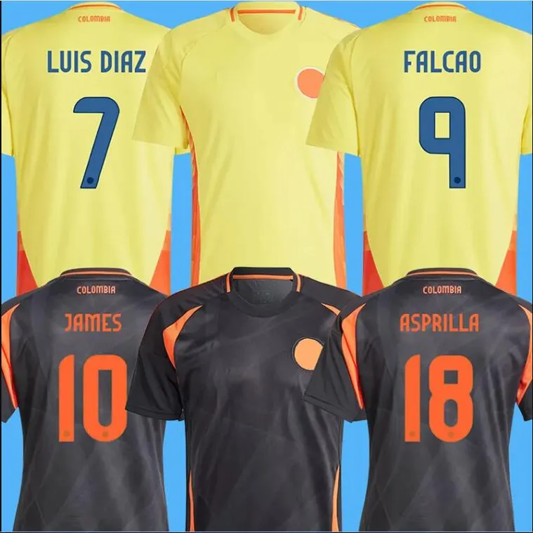 2024 Colômbia Away Jerseys de futebol Copa América # 7 Luis Diaz Falcao James Home 24 25 Colômbia Camisa de Futebol 2025 Cuadrado Men Kids Kit