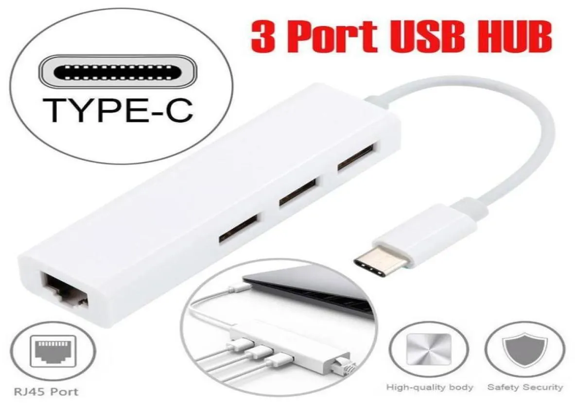 USB31 TypeC to RJ45 Ethernet Network Card Lan Adapter 3 Port USB 31 HUB For Macbook Tablet PC Phone4406912