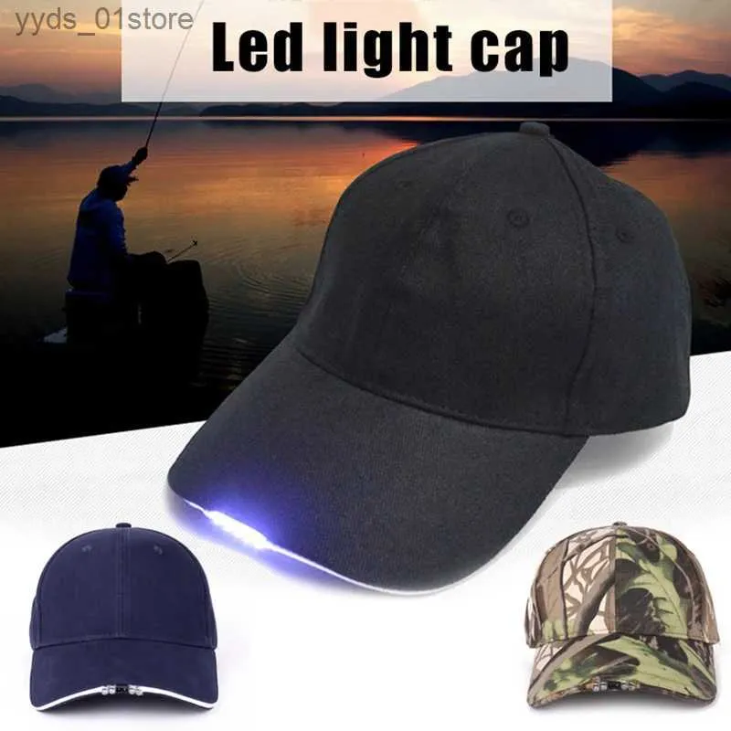 Casquettes de balle unisexe LED Baseball C réglable Baseball chapeau phare lampe de poche pour la chasse pêche Camping randonnée Joggings L0314