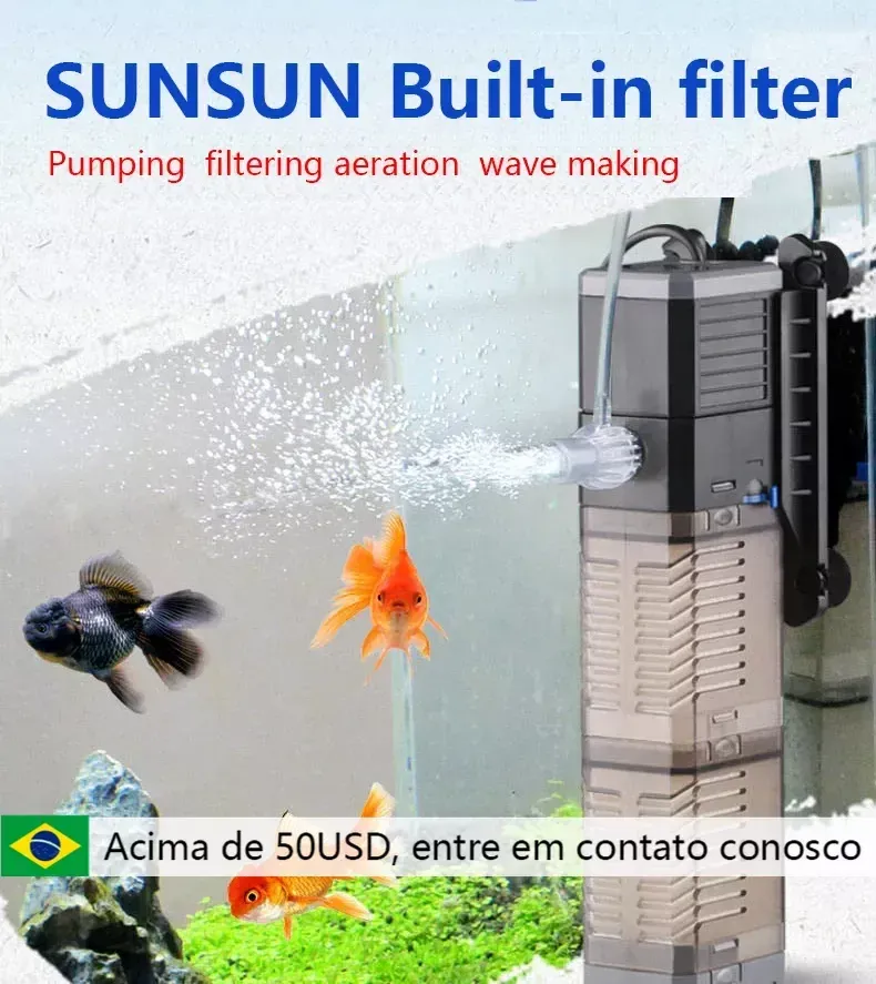 Tillbehör Sunsun 4 i 1 Multifunktion Akvariumfilter Internt svampfilter för fiskbehållare Submerible Water Pump Wave Maker Air Aerator