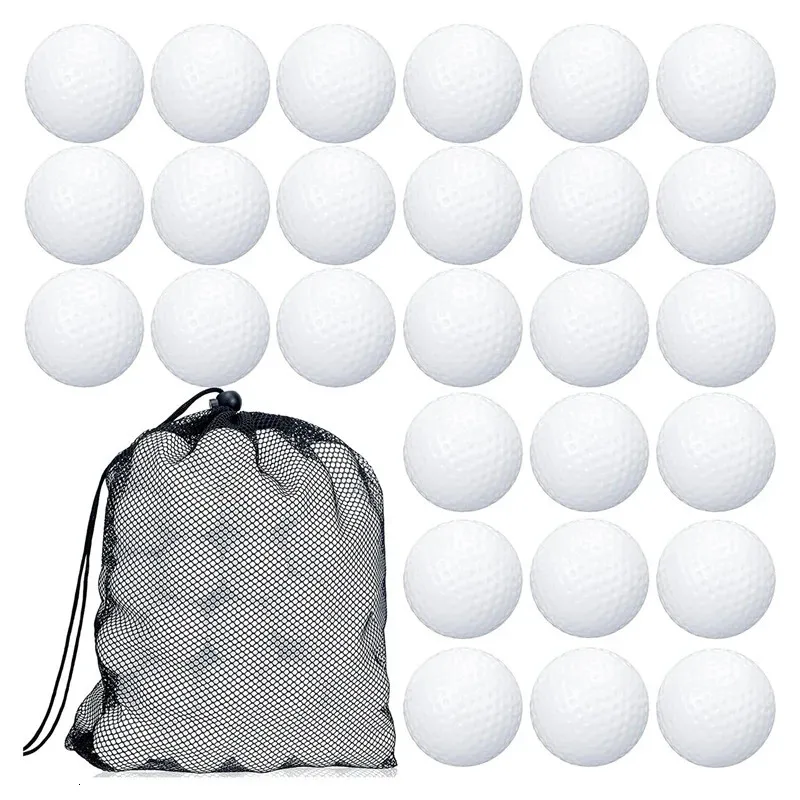 100 datorer Golfövning Boll Hollow Golf Ball Hollow Golf Plastic Ball With Mesh Drawstring Storage Påsar för träning 240301