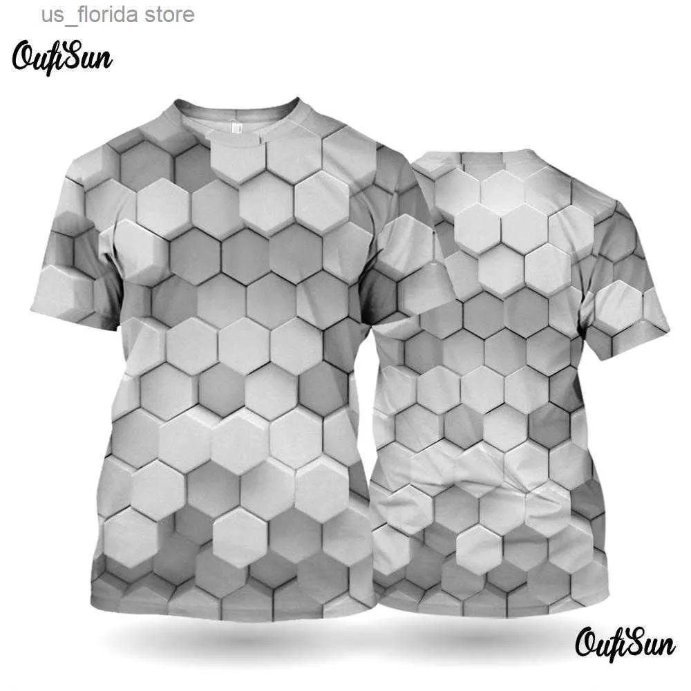 Homens camisetas 3D Impresso 3D Mens T-shirt Verão Manta Impresso Pulôver Para Homens O-pescoço Casual Curto Slve Ts Masculino Solto Moda Strtwear Y240314