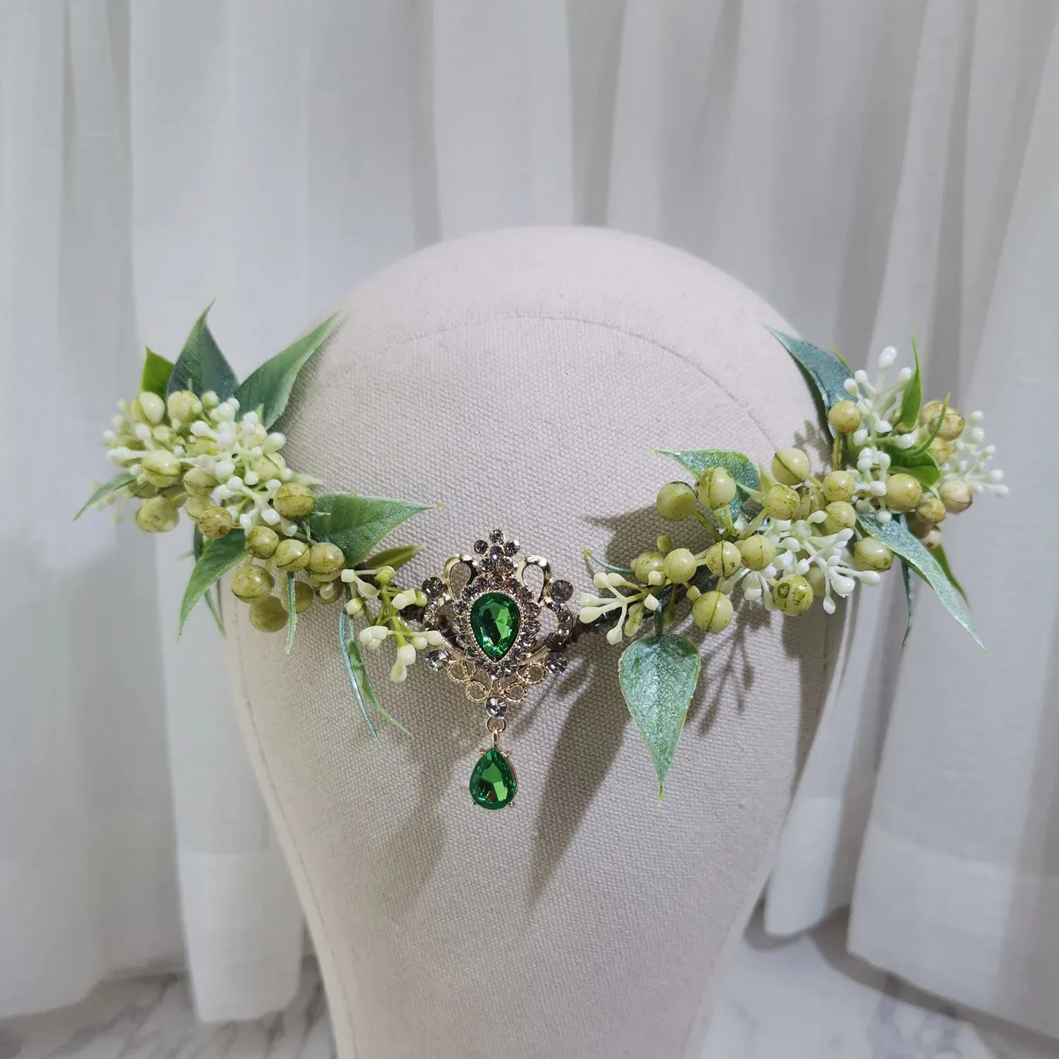 Woodland Fairycore Crystal Hair Tiara Elf Haarband Elven Hair Crown voor dames 240307