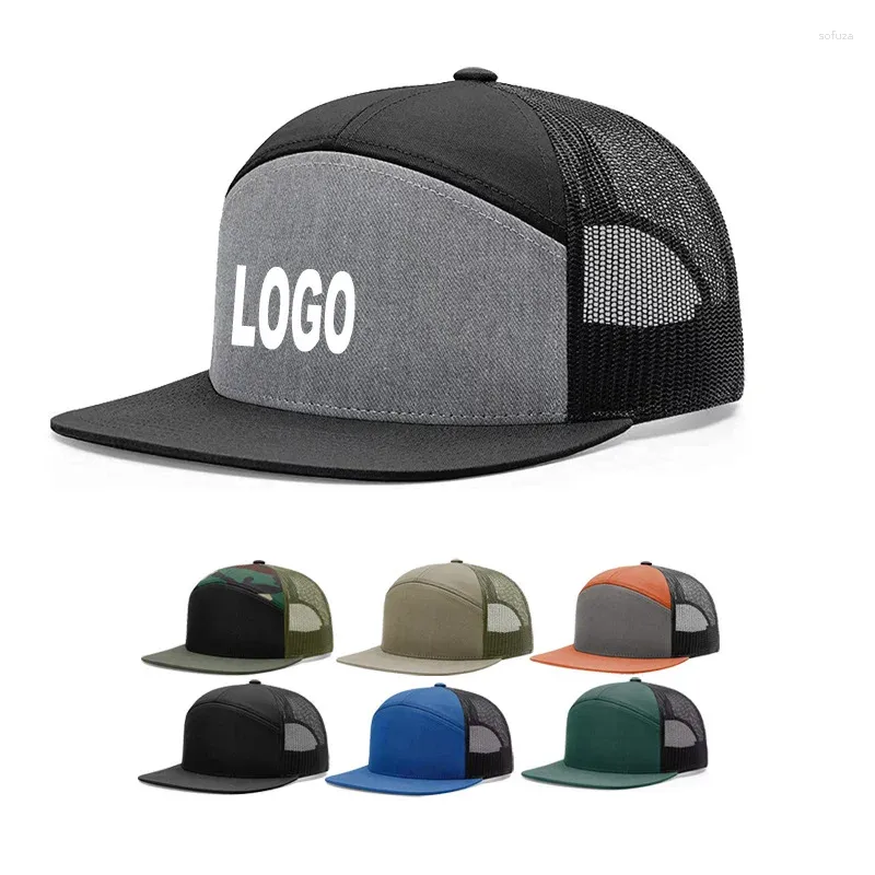 Bonés de bola logotipo personalizado sete painéis boné de beisebol homens e mulheres ajustáveis ​​ao ar livre sombra malha hip hop osso bonés gorras