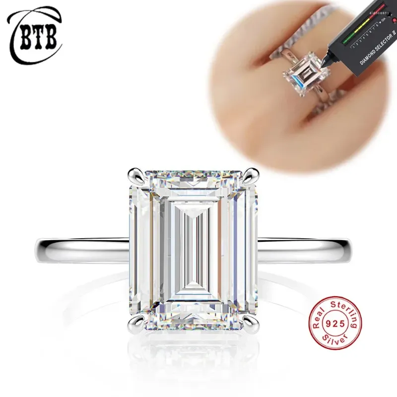 Clusterringen Prachtige 925 Sterling Zilveren Rechthoek Echte Moissanite Voor Vrouwen Bruiloft Luxe Sieraden Groothandel