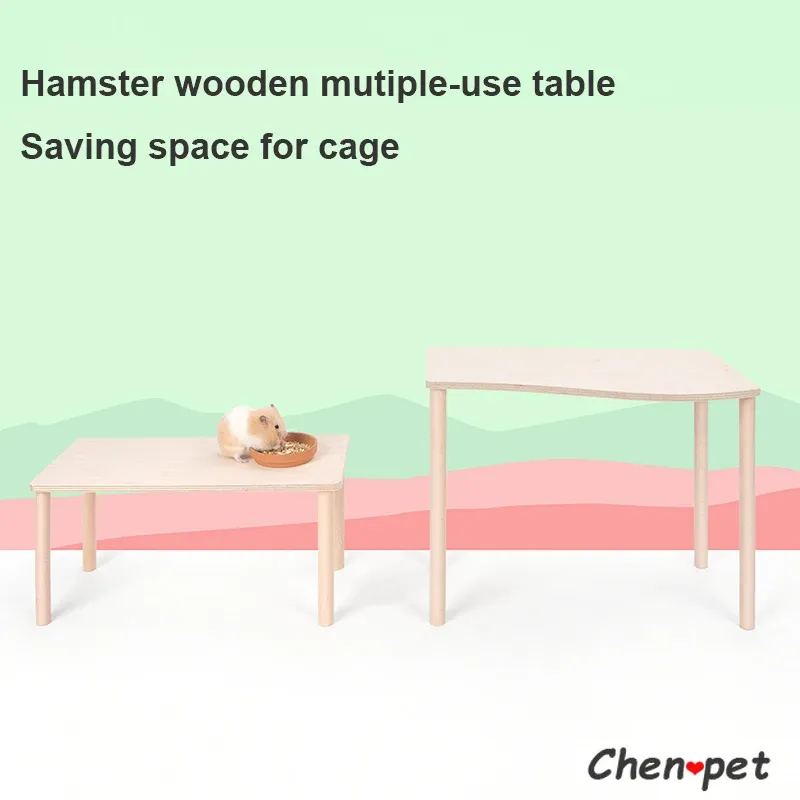 おもちゃ小さなペットケージハムスター用の天然木製テーブル小さな動物ケージチンチラの貯蓄スペース