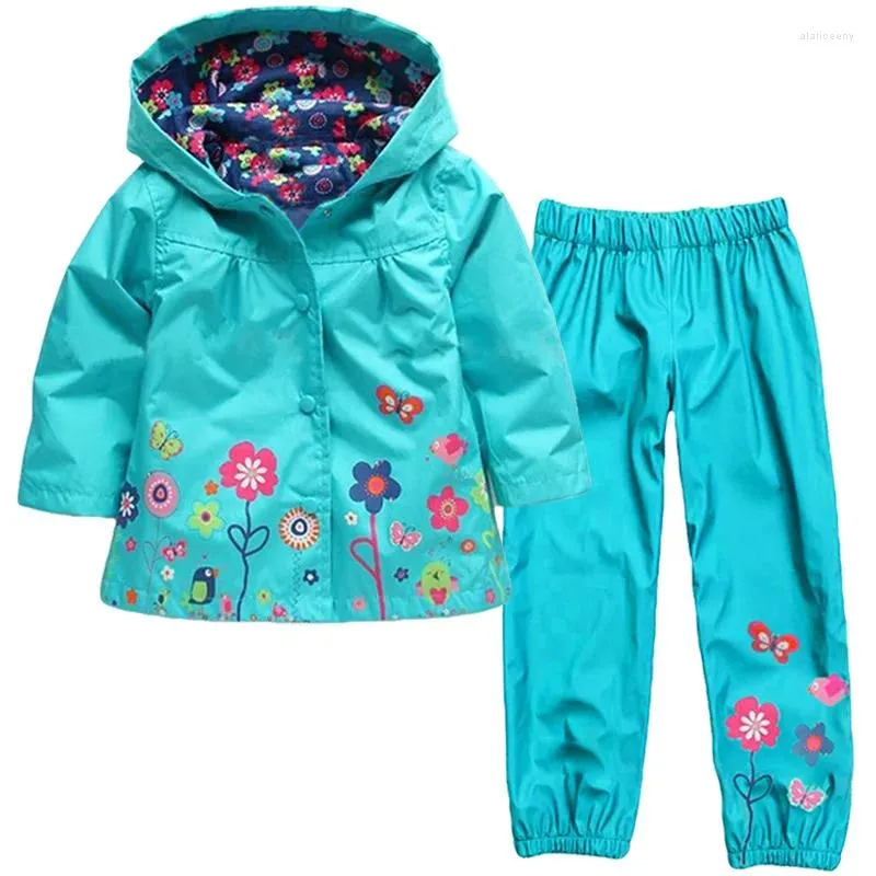 Ensembles de vêtements pour enfants, coupe-vent, imperméable, printemps-automne, veste imperméable, pantalon, 2 pièces, filles, Sport pour enfants