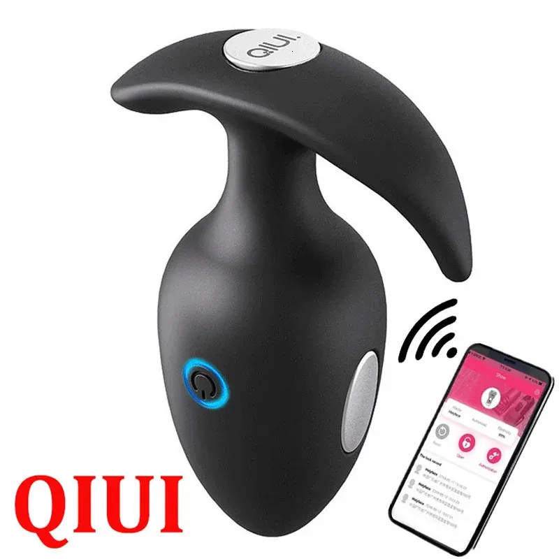 Qiui Thunderbolt Electric Shock Male Prostate Massager App Control Vibration Butt Plug Anal Vibrator Sex Toys For Men 240312