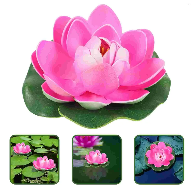 Fleurs décoratives 5 pièces Simulation feuille de Lotus fleur décor simulé fleur de Lotus plantes artificielles mousse étang flottant