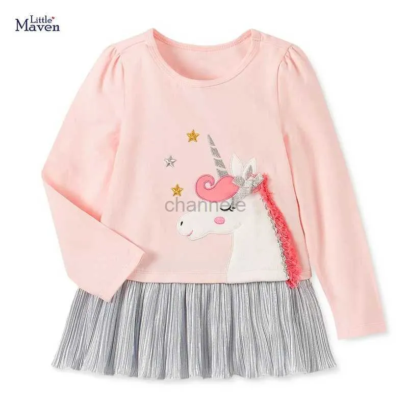 Girl's Dresses Small maven girl dress with long sleeves spring and autumn the new year 2024 Vestidos baby clothes cotton for kids 2-7 240315