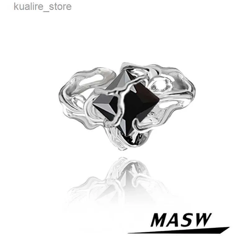 حلقات الكتلة MASW التصميم الأصلي حلقات زجاجية فاخرة مزاج عالي الجودة نحاس حلقات قابلة للتعديل للنساء المجوهرات هدية L240315